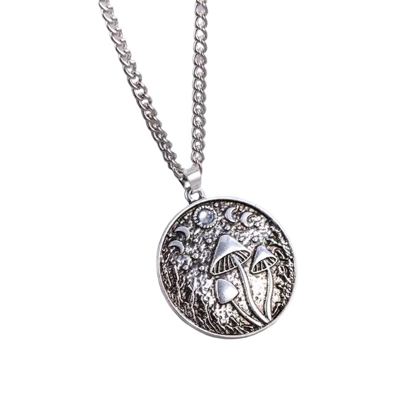 Silver Mushroom Pendant Necklace - Picture 2 of 5